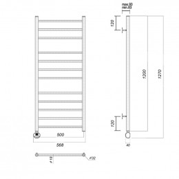 Полотенцесушитель электрический Domoterm Медея П12 (3-4-5) 500x1200 EL