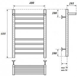 Полотенцесушитель электрический Point PN10146SPE П7 400x600 с полкой левый/правый хром