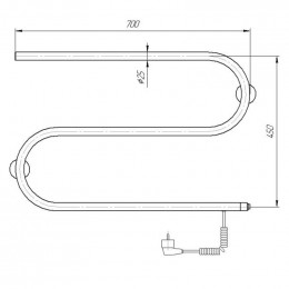 Полотенцесушитель электрический Domoterm S-образный DMT 112 42*70 EK R
