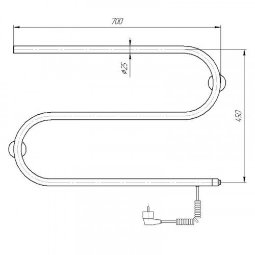 Полотенцесушитель электрический Domoterm S-образный DMT 112 42*70 EK R