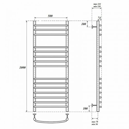 Полотенцесушитель водяной Point PN05150S П15 500x1000 хром