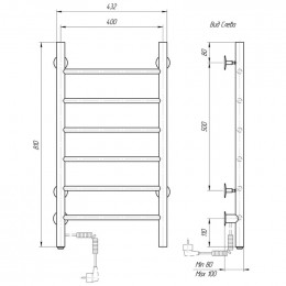 Полотенцесушитель электрический Domoterm Классик DMT 109-6 40*81 EK L