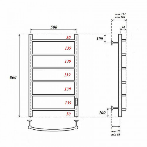 Полотенцесушитель электрический Point PN04858 П6 500x800 хром
