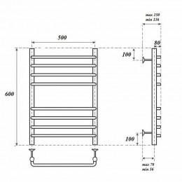 Полотенцесушитель электрический Point PN09156SE П8 500x600 левый/правый хром