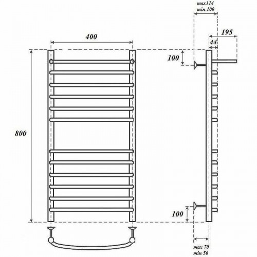 Полотенцесушитель электрический Point PN05148SPE П11 400x800 левый/правый хром