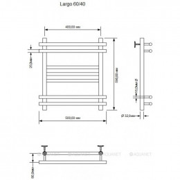 Полотенцесушитель водяной Aquanet Largo 600x400, хром 00266743
