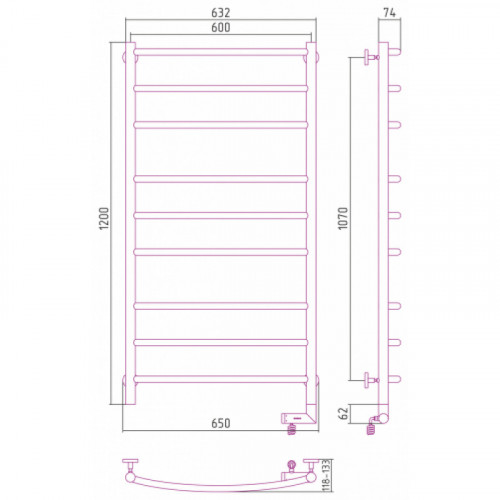 Электрический полотенцесушитель Сунержа Галант 2.0 00-5201-1260 120х60 R хром