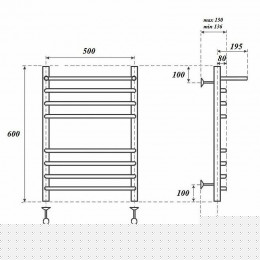 Полотенцесушитель электрический Point PN09156SPE П7 500x600 с полкой левый/правый хром
