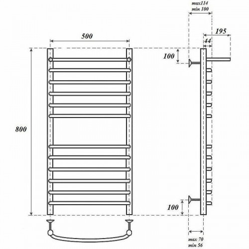 Полотенцесушитель водяной Point PN05158SP П11 500x800 хром
