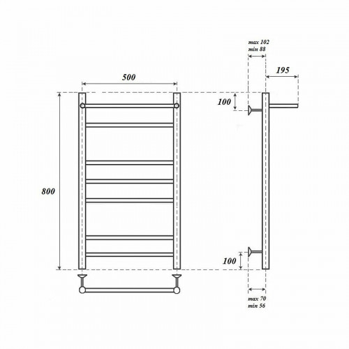 Полотенцесушитель электрический Point PN10158PE П6 500x800 с полкой левый/правый хром