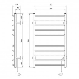 Полотенцесушитель электрический Domoterm Аврора DMT 109-10 50*90 EK R