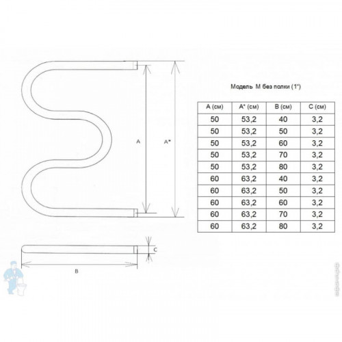 Полотенцесушитель водяной Двин M 60x50, 1"