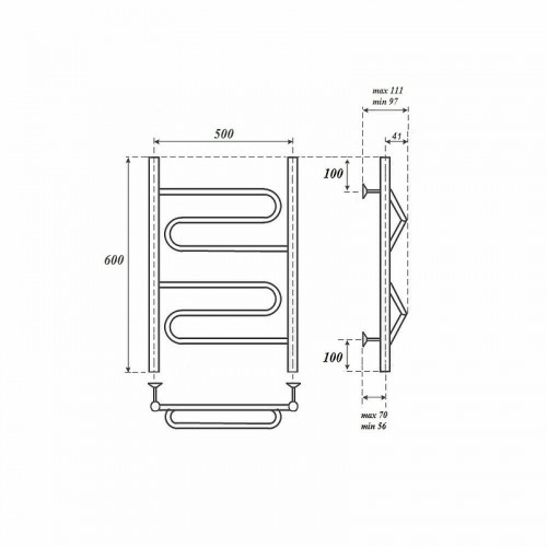 Полотенцесушитель водяной Point PN01156 П2 500x600 хром