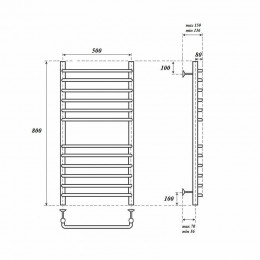 Полотенцесушитель электрический Point PN09158SE П12 500x800 левый/правый хром