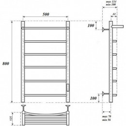 Полотенцесушитель электрический Point PN04858PW П5 500x800 белый