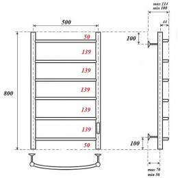 Полотенцесушитель электрический Point PN04858B П6 500x800 черный