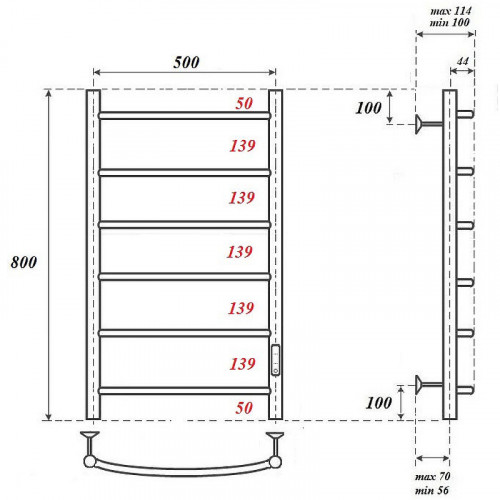 Полотенцесушитель электрический Point PN04858B П6 500x800 черный