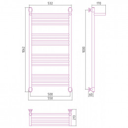 Водяной полотенцесушитель Сунержа Богема с полкой+ 15-0223-1050 100х50 темный титан муар