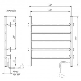 Полотенцесушитель электрический Domoterm Аврора DMT 109-5 50*60 EK R