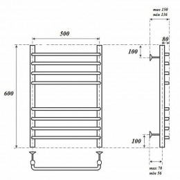 Полотенцесушитель водяной Point PN09156S П8 500x600 хром