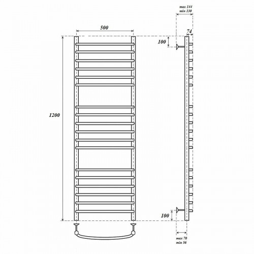 Полотенцесушитель водяной Point PN05152S П18 500x1200 хром