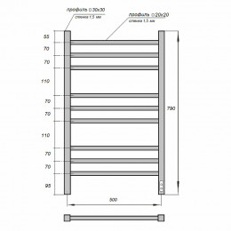 Полотенцесушитель электрический Point PN71858B П9 500x790 черный