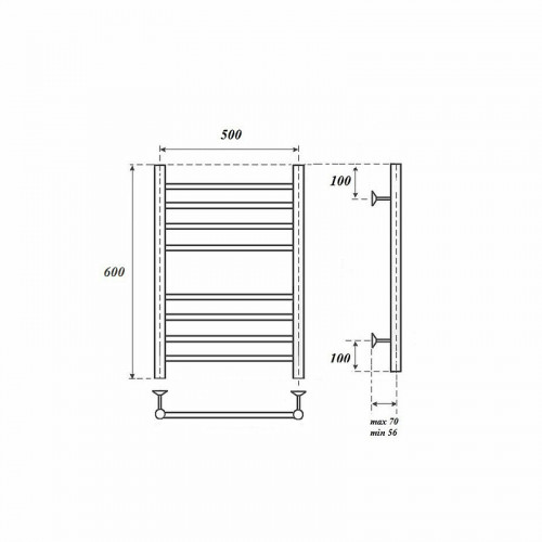 Полотенцесушитель водяной Point PN10156S П8 500x600 хром