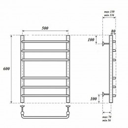 Полотенцесушитель электрический Point PN09156E П6 500x600 левый/правый хром