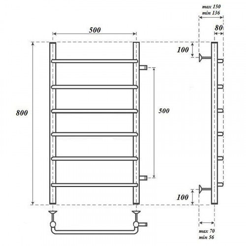 Полотенцесушитель водяной Point PN08558 П6 500x800 хром