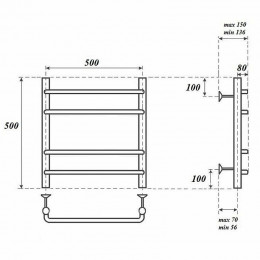 Полотенцесушитель водяной Point PN09155 П4 500x500 хром