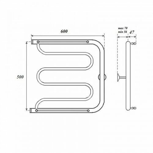 Полотенцесушитель водяной Point PN25556P 500x600 хром