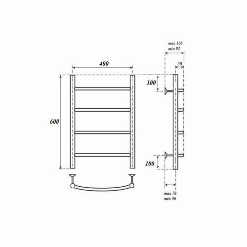 Полотенцесушитель водяной Point PN04146 П4 400x600 хром