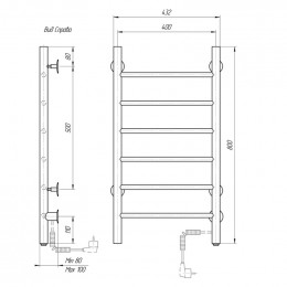 Полотенцесушитель электрический Domoterm Аврора DMT 109-6 40*80 EK R