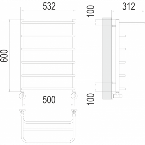 Водяной полотенцесушитель Terminus Полка П6 500х600