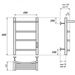 Полотенцесушитель электрический Point PN04846PB П3 400x600 черный