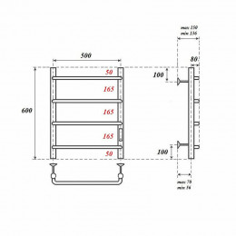 Полотенцесушитель электрический Point PN08856 П4 500x600 хром