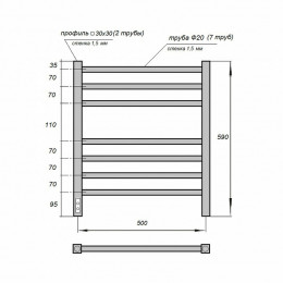 Полотенцесушитель электрический Point PN70756B П7 500x590 черный
