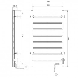 Полотенцесушитель электрический Domoterm Аврора DMT 109-8 50x90 EKTD R хром