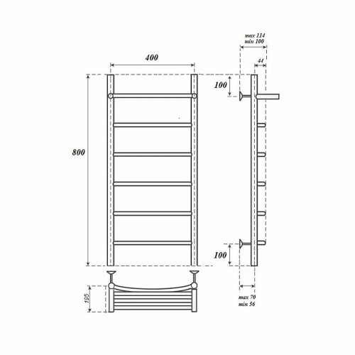 Полотенцесушитель электрический Point PN04148PE П5 400x800 левый/правый хром