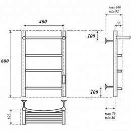 Полотенцесушитель электрический Point PN04846P П3 400x600 хром
