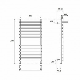 Полотенцесушитель электрический Point PN09158SPE П11 500x800 с полкой левый/правый хром