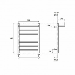 Полотенцесушитель электрический Point PN10156PE П5 500x600 с полкой левый/правый хром
