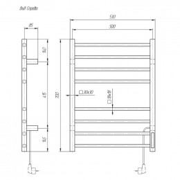 Полотенцесушитель электрический Domoterm DMT Квадро 109-S П8 50x70 TBOX EK R правый хром
