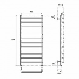 Полотенцесушитель электрический Point PN09150E П10 500x1000 левый/правый хром
