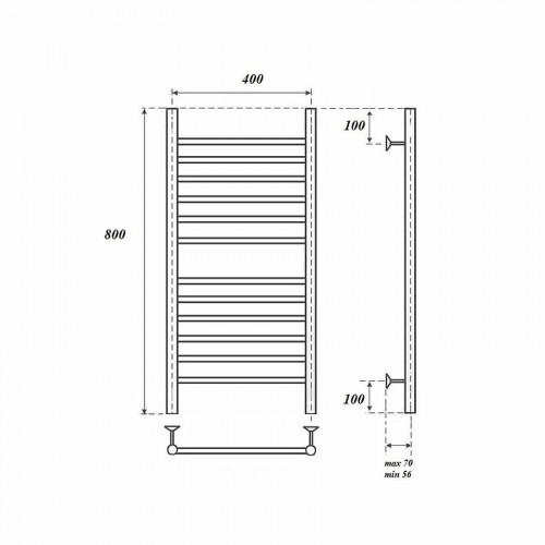 Полотенцесушитель электрический Point PN10148SE П12 400x800 левый/правый хром