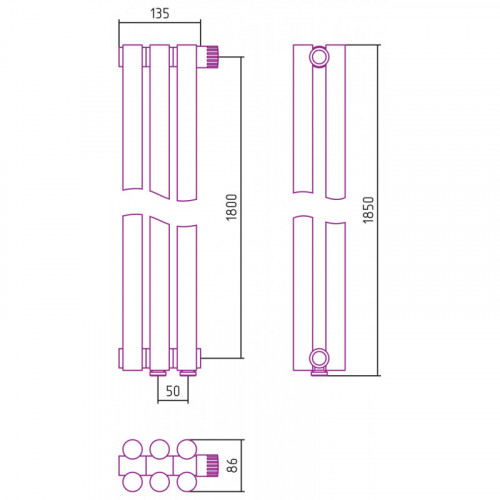 Отопительный радиатор Сунержа Эстет-11 EU50 30-0312-1803 180х13.5 3 секции матовый белый