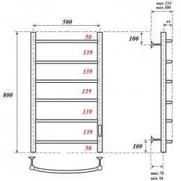 Полотенцесушитель электрический Point PN04858B П6 500x800 белый