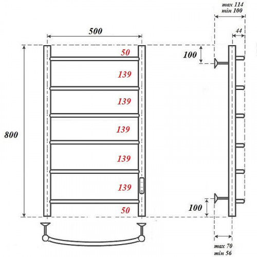 Полотенцесушитель электрический Point PN04858B П6 500x800 белый