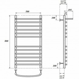 Полотенцесушитель электрический Point PN05158SPE П11 500x800 левый/правый хром
