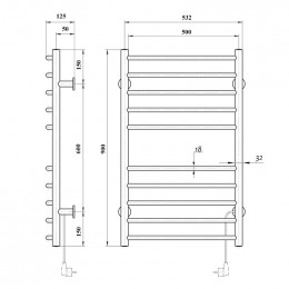 Полотенцесушитель электрический Domoterm Аврора DMT 109-10 53*87 BOX EK R